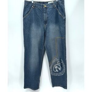 Johnny Blaze Jeans Mens 38 Baggy Graphic Print Distressed Denim Street Urban Y2K